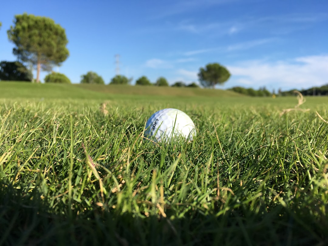 Parasol golfowy chroniący przed słońcem na polu golfowym